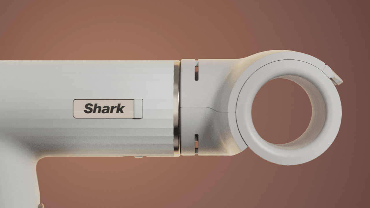 Close-up of the Shark SpeedStyle body, wordmark, and circular attachment connection